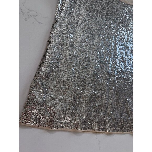 Michael Kors Sequin Top Women’s Large Short Sleeve Gold Silver Sparkle - Picture 4 of 16